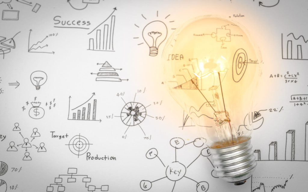 Light bulb with drawing graph